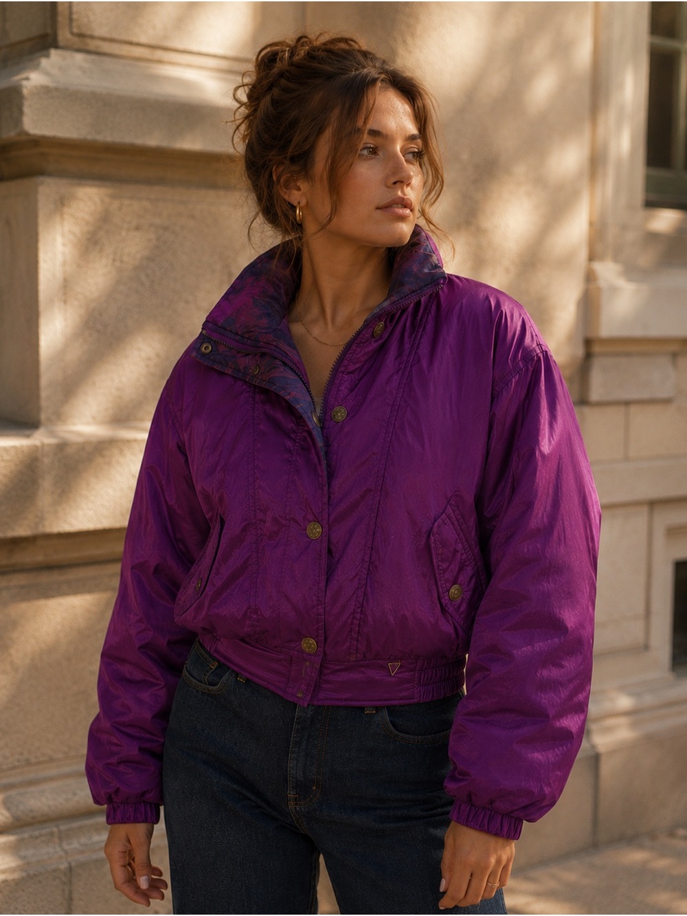 Vintage Obermeyer Stardust Purple Ski Puffer Jacket Women’s 8 Retro 80s 90s